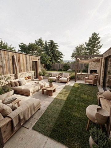 Backyard (side lawn) — Rustic Modern