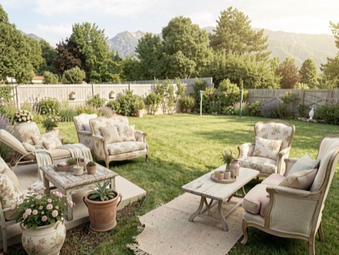 Backyard patio — French Country