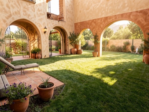 Backyard patio — Mediterranean
