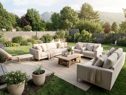 Backyard patio — Transitional
