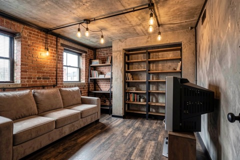 Basement bedroom — Industrial