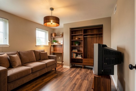 Basement bedroom — Mid-Century Modern