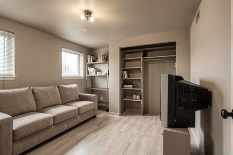 Basement bedroom — Modern Greige