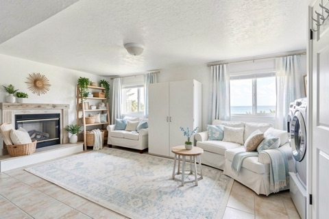 Basement family room — Coastal