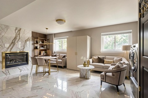 Basement family room — Contemporary Luxe