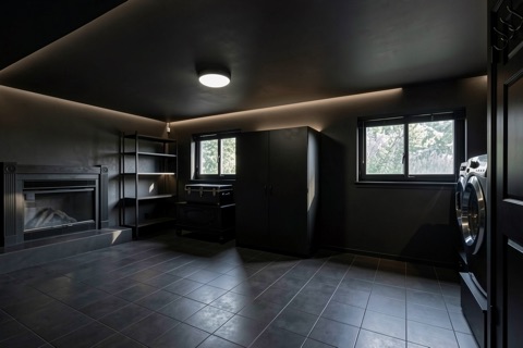 Basement family room — Sleek Dark Modern