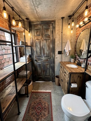 Bathroom (round mirror) — Industrial