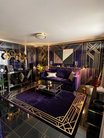 Family room (staged) — Art Deco