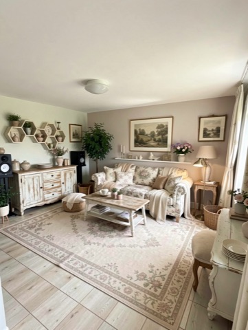 Family room (staged) — French Country