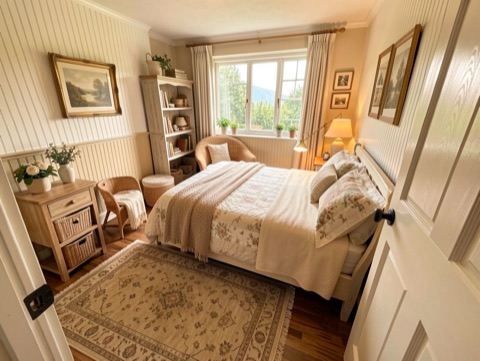 Green bedroom (view) — Cozy Cottage