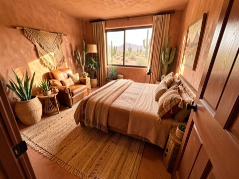 Green bedroom (view) — Desert Southwest