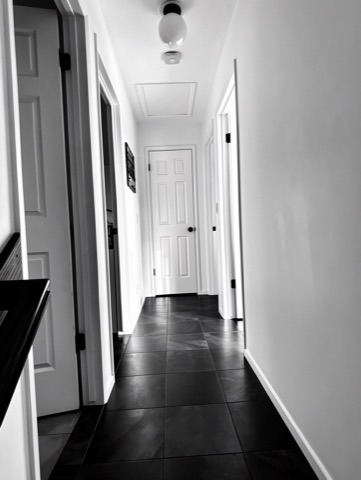 Hallway — High-Contrast Monochrome