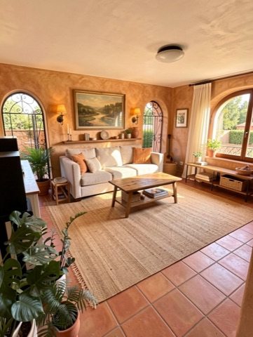 Living room (staged) — Mediterranean