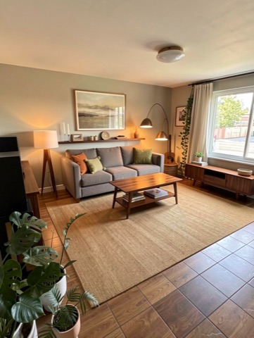 Living room (staged) — Mid-Century Modern