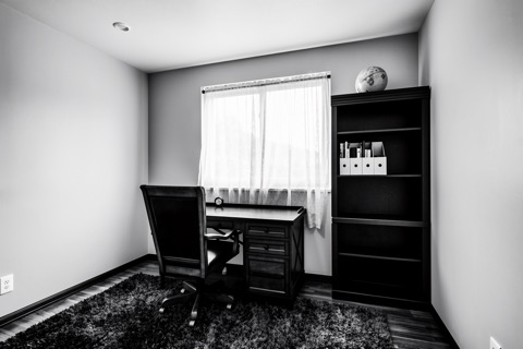 Office / bedroom — High-Contrast Monochrome
