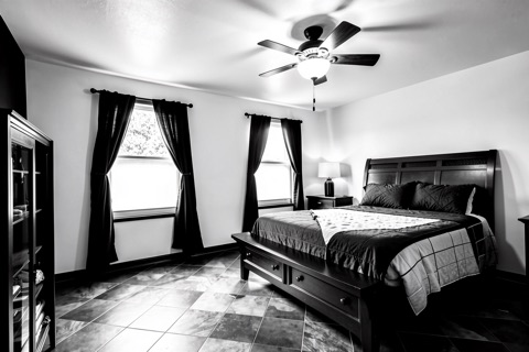 Primary bedroom — High-Contrast Monochrome