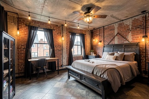 Primary bedroom — Industrial