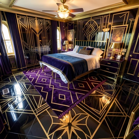 Primary bedroom (staged) — Art Deco