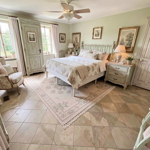 Primary bedroom (staged) — French Country