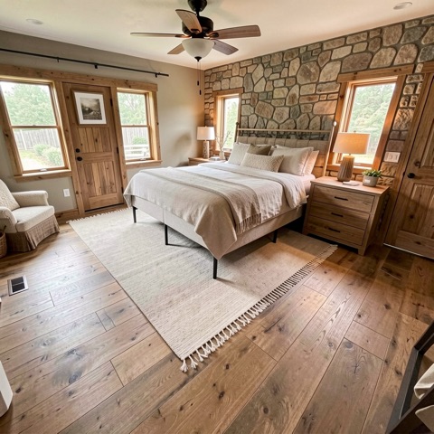 Primary bedroom (staged) — Rustic Modern
