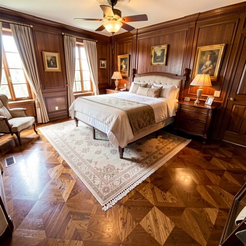Primary bedroom (staged) — Traditional Elegant