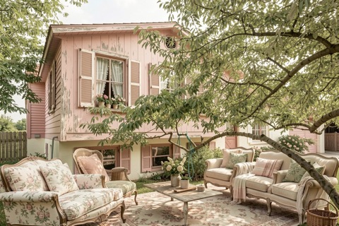 Side of house — French Country